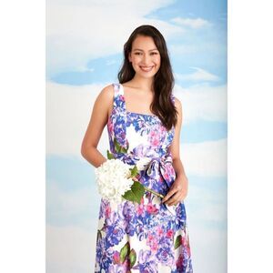 NEW London Times Linen Blend Fit and Flare Dress Sz 16 Soft Girl, Wedding Guest